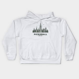 Pickleball New York Skyline Design Kids Hoodie